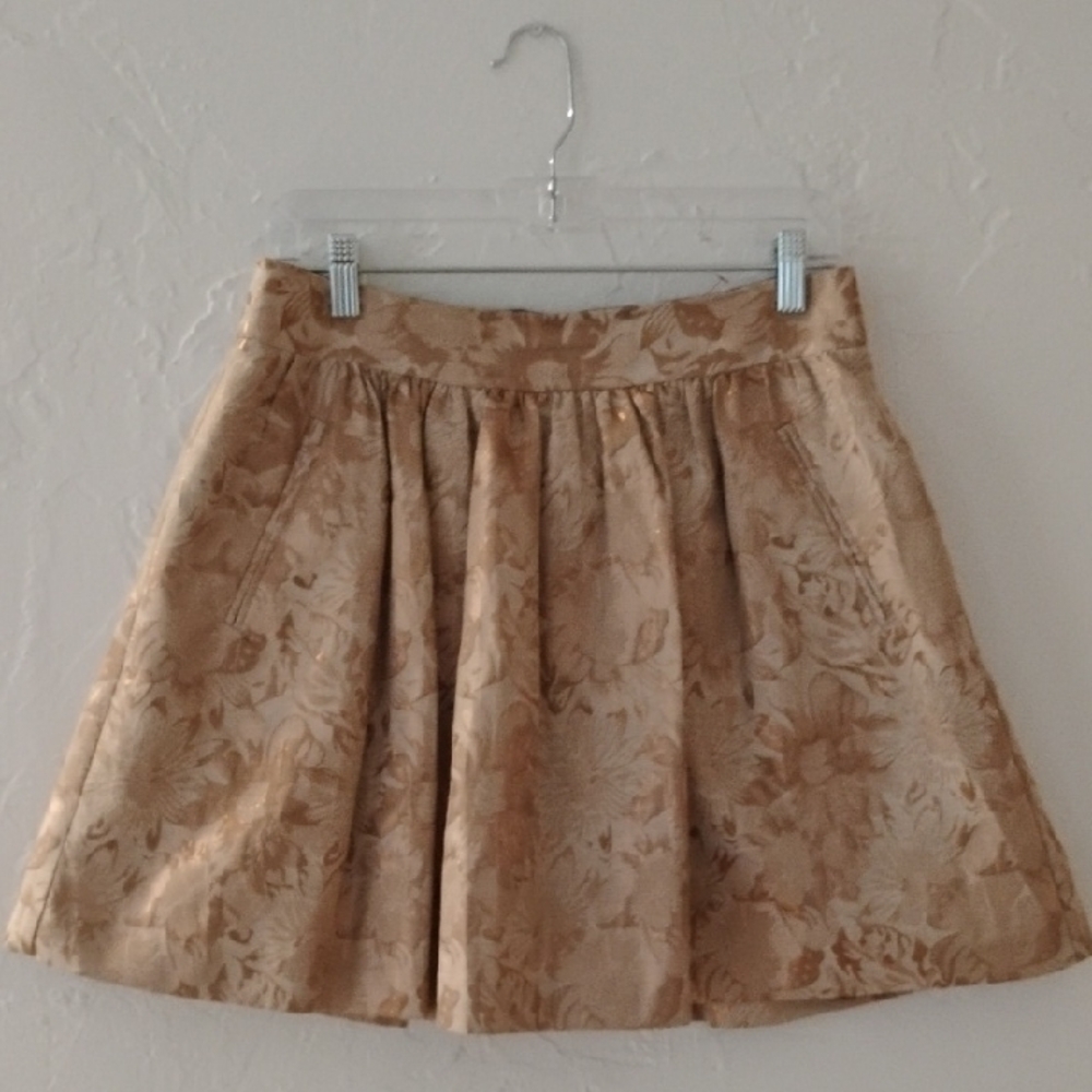 Banana Republic Tan Gold Mini Skater Skirt